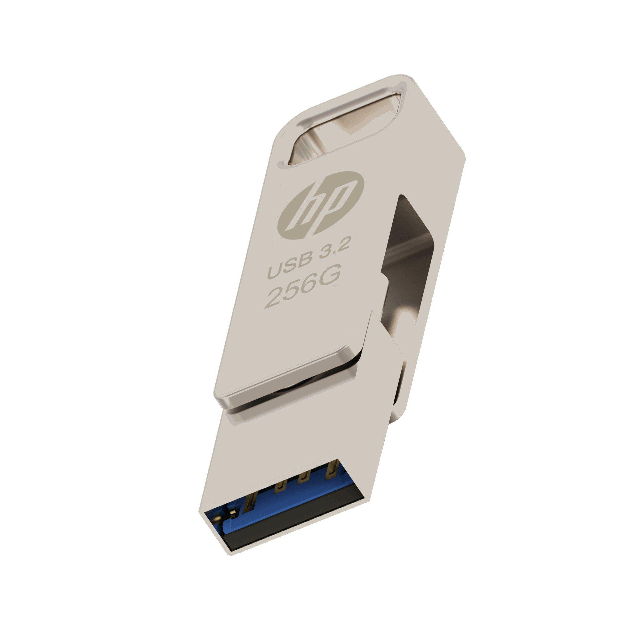 Pen USB HP HPFD206C-256 (256 GB - Deslizante - USB Tipo A e USB Tipo C - Prateado), miniatura 3