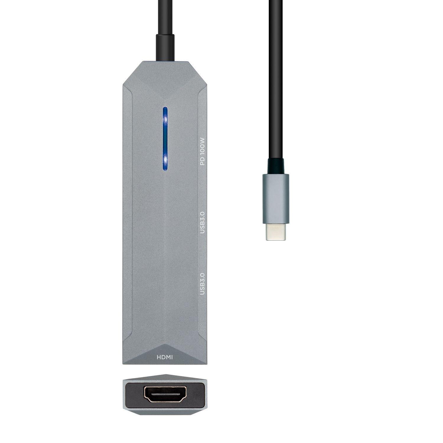 Hub USB-C AISENS ASUC-4P002-GR (0,15 m - Cinzento), miniatura 2
