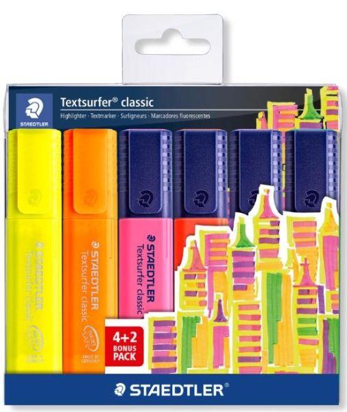 Marcadores Fluorescentes STAEDTLER Textsurfer Classic 364 SWP6P (Cores Sortidas)