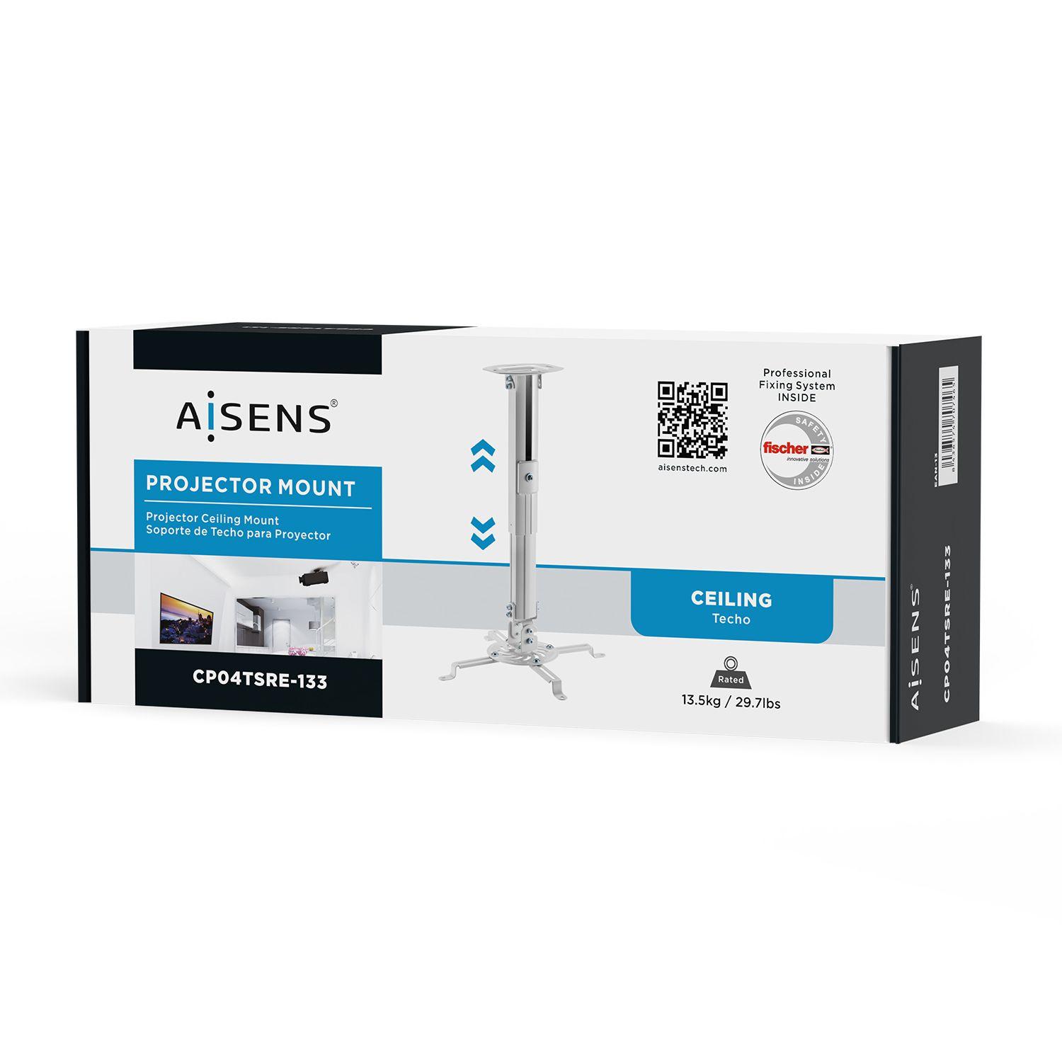 Suporte de Teto para Projetor AISENS CP04TSRE-133 (320 x 320 mm - 54 x 54 mm - 13,5 kg - Branco), miniatura 5