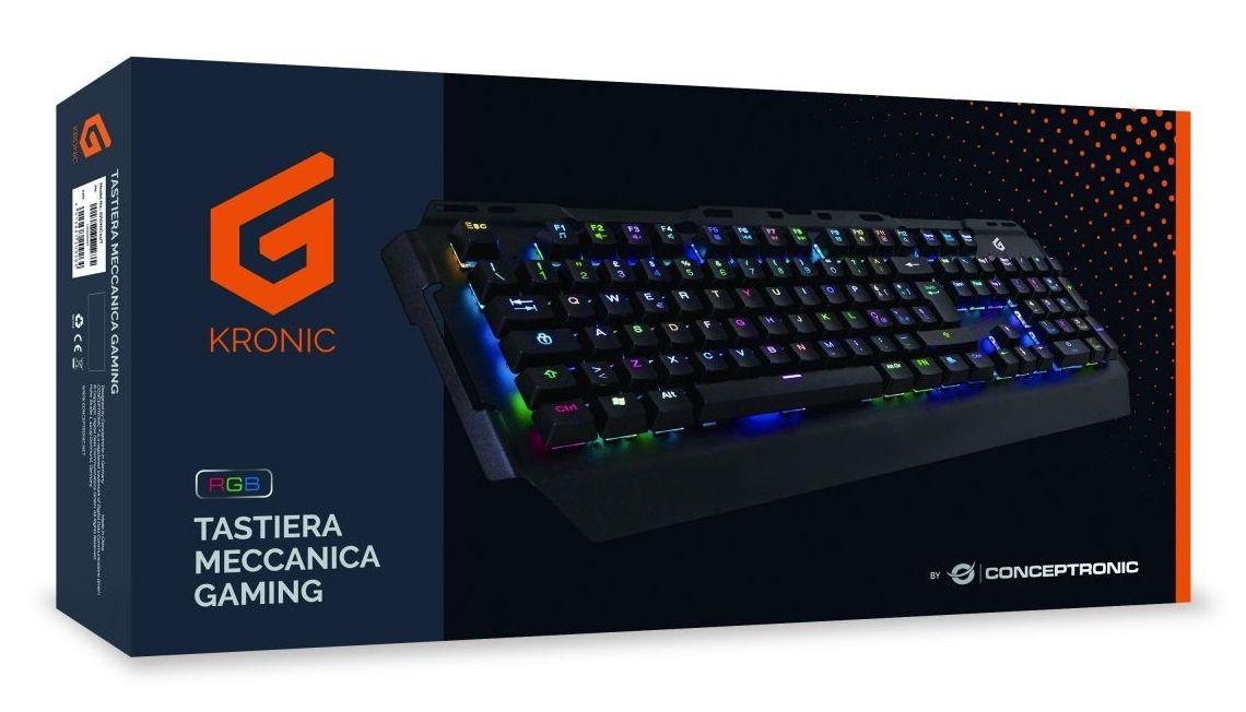 Teclado CONCEPTRONIC KRONIC01IT (Italiano - Mecânicos azuis - Tamanho completo - Preto) — miniatura 3