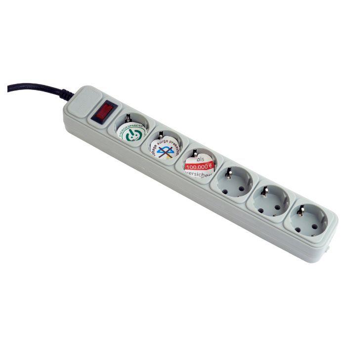 Bloco de Tomadas com Proteção contra Sobretensões GEMBIRD SPG6-B-6C (6 Tomadas - Cabo 1,8 m), miniatura 3