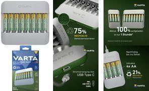 Carregador de Pilhas VARTA Eco Charger Multi Recycled 56816 (USB - AA, AAA - Cinzento)