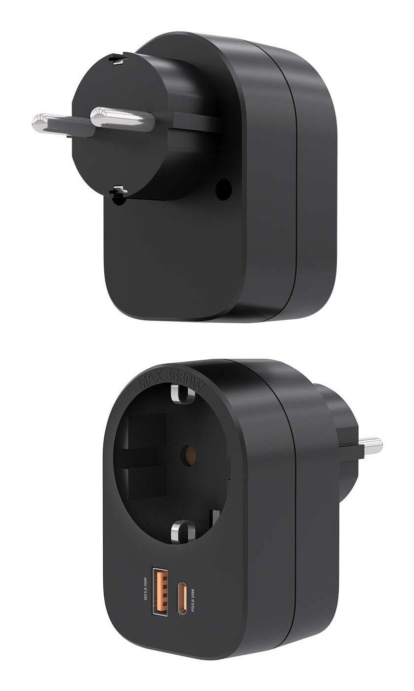 Tomada de Parede AISENS ASPS-1A1C07-BK (3680 W - Até 20 W - Preto), miniatura 3