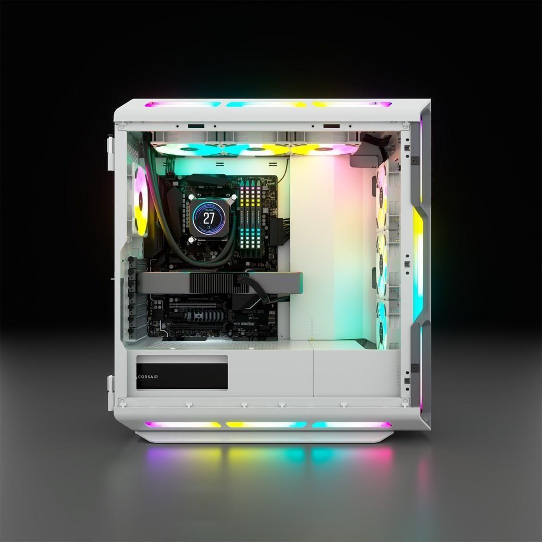 Caixa PC CORSAIR iCUE 5000T RGB (ATX, EATX, micro ATX - Midi Tower - Multicor - Branco)