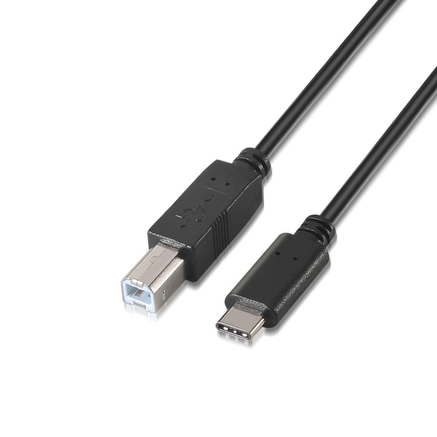Cabo USB AISENS A107-0054 (2 m - USB B - USB C - Preto)
