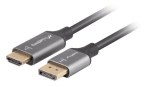 Cabo DisplayPort para HDMI LANBERG CA-DPHD-20CU-0010-BK (1 m - HDMI Type A standard - Preto e Prateado)