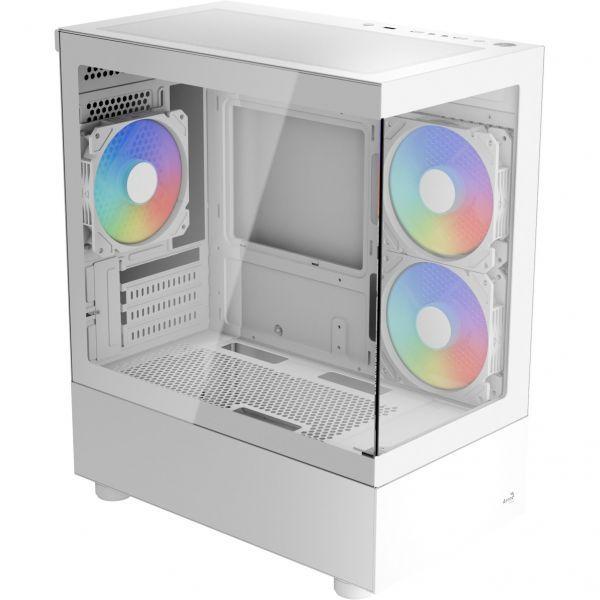 Caixa de PC AEROCOOL Viewport Mini-G-WT-v4 ARGB (Mini-torre - Micro ATX, Mini-ITX - Aço SPCC, 0,5 mm - Branco)