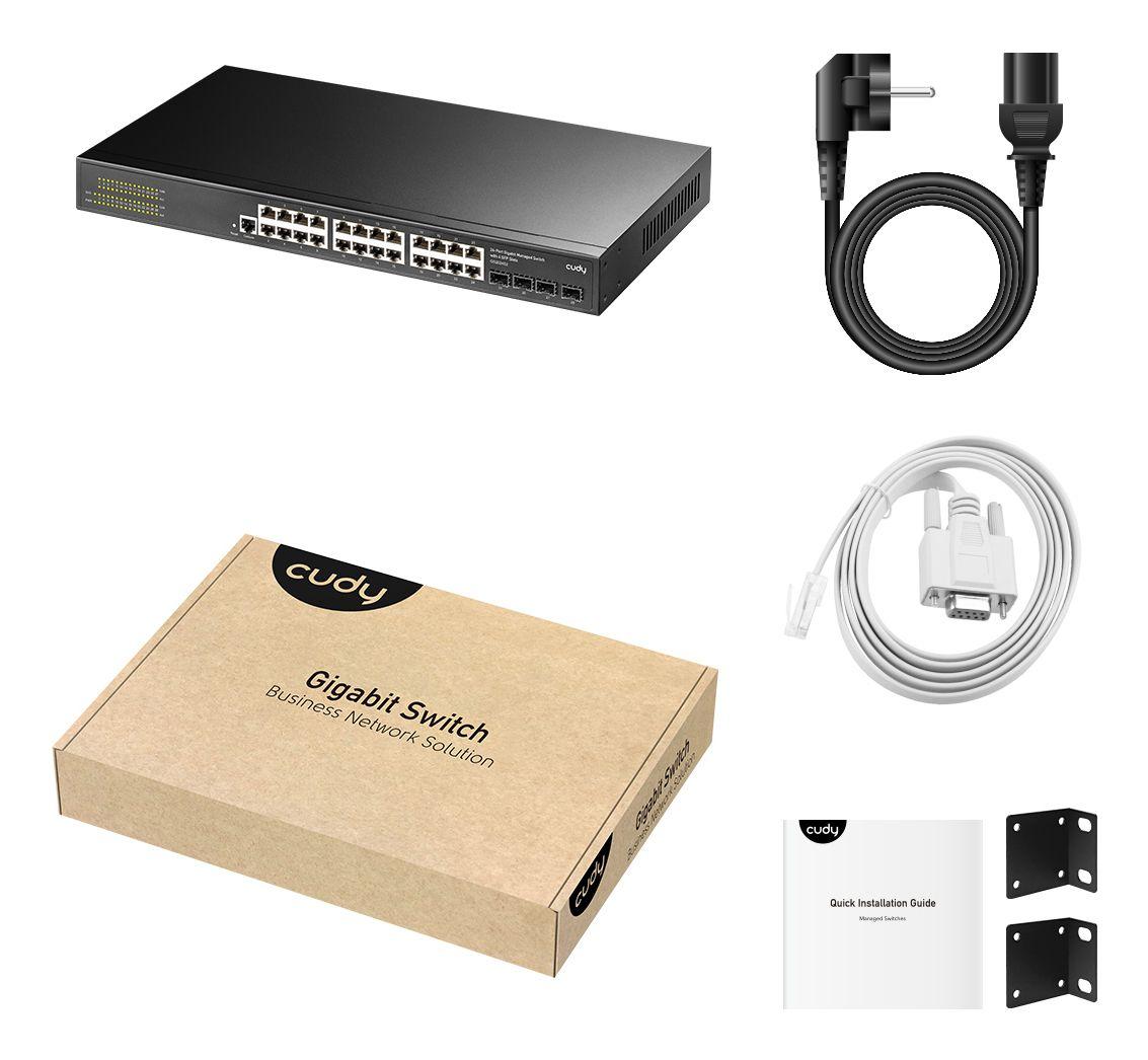 Switch de Rede Gerido CUDY GS2024S2 (Gigabit Ethernet - 10, 100 e 1000 Mbit/s - 0,5 MB - Preto) — miniatura 3