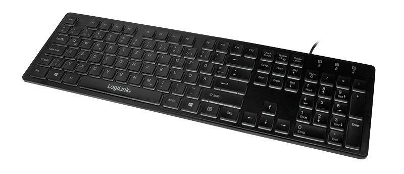 Teclado LOGILINK ID0138 (Alemão - Interruptor de membrana - Tamanho completo - Preto)