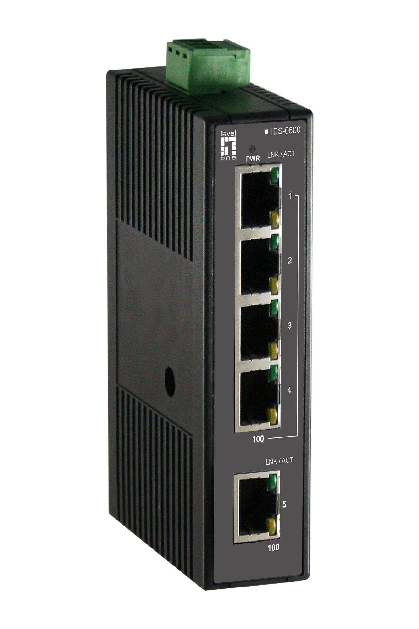 Switch Industrial LEVELONE IES-0500 (RJ-45 Fast Ethernet - 10/100 Mbps - 0,384 MB - Preto)