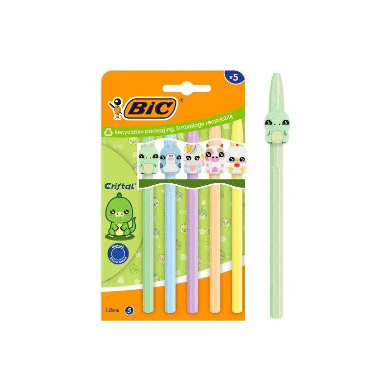 Esferográficas BIC Cristal Pastel Figurines (Pack de 5 - Ponta 1 mm - Tinta Azul - Multicor), miniatura 2