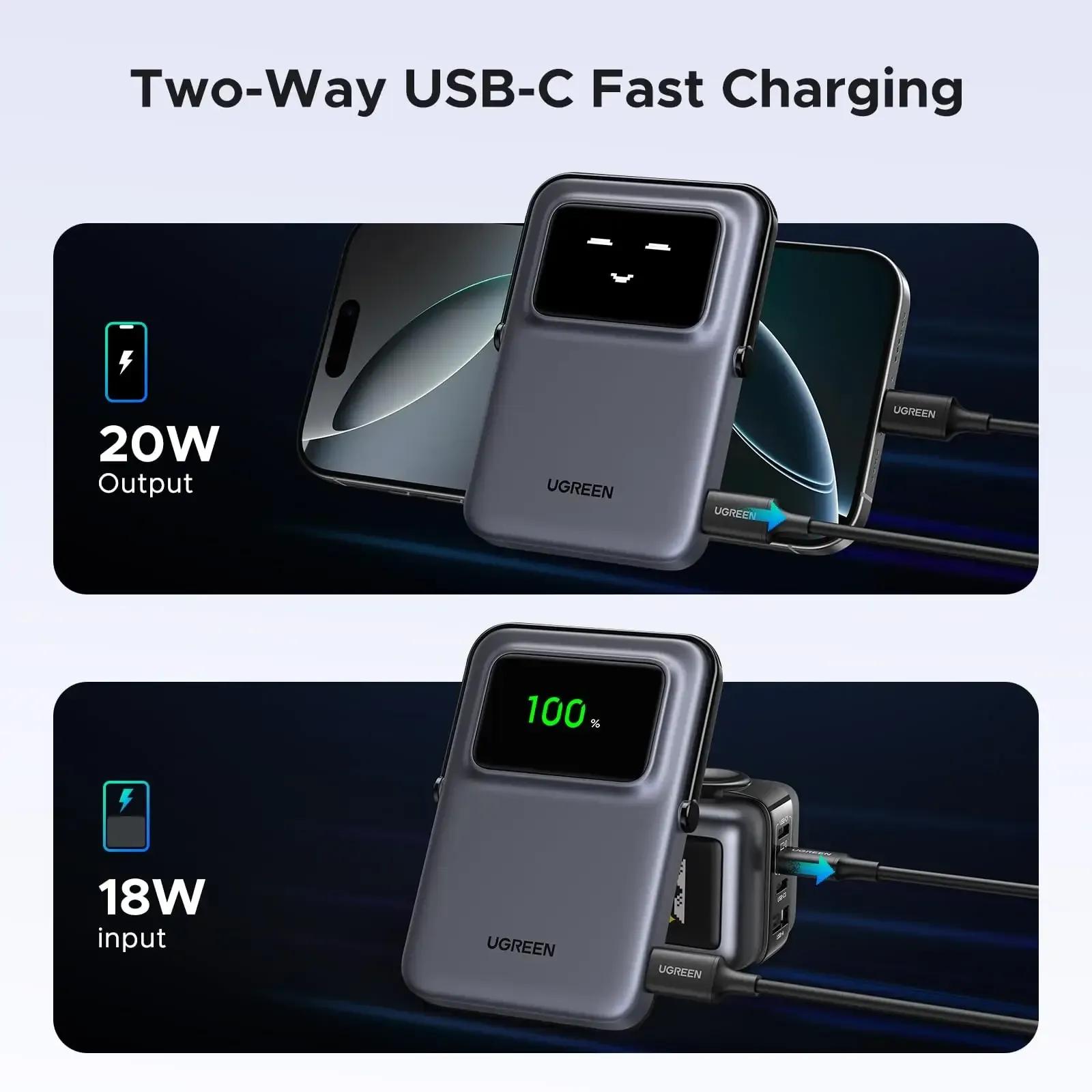 Powerbank Magnética UGREEN PB571 Uno (Telemóveis/smartphones - USB-C - Roxo), miniatura 4