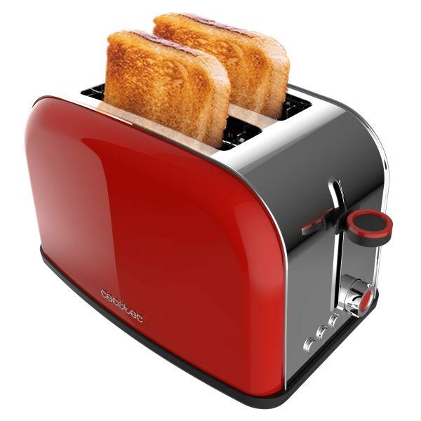 Torradeira CECOTEC Toastin' Time 850 Red Lite (850 W - 2 fatias - Aço inoxidável - Vermelho)
