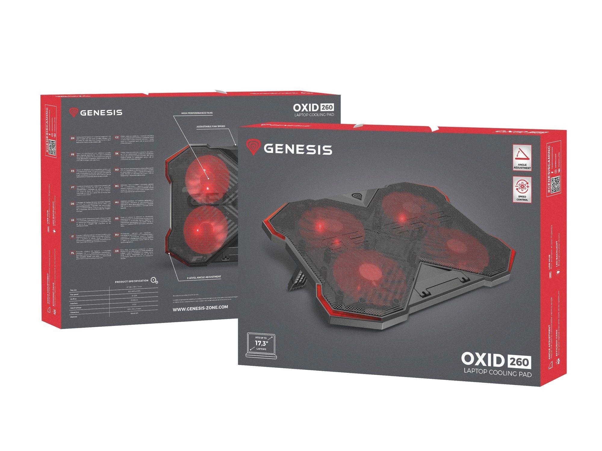 Base de Refrigeração GENESIS Oxid 260 (17,3" - 43,9 cm - 1010 RPM - Preto e Vermelho) — miniatura 12