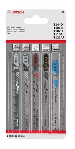 Conjunto de Lâminas de Serra Tico-Tico BOSCH 2608667856 (T-encaixe - 5 Peças)