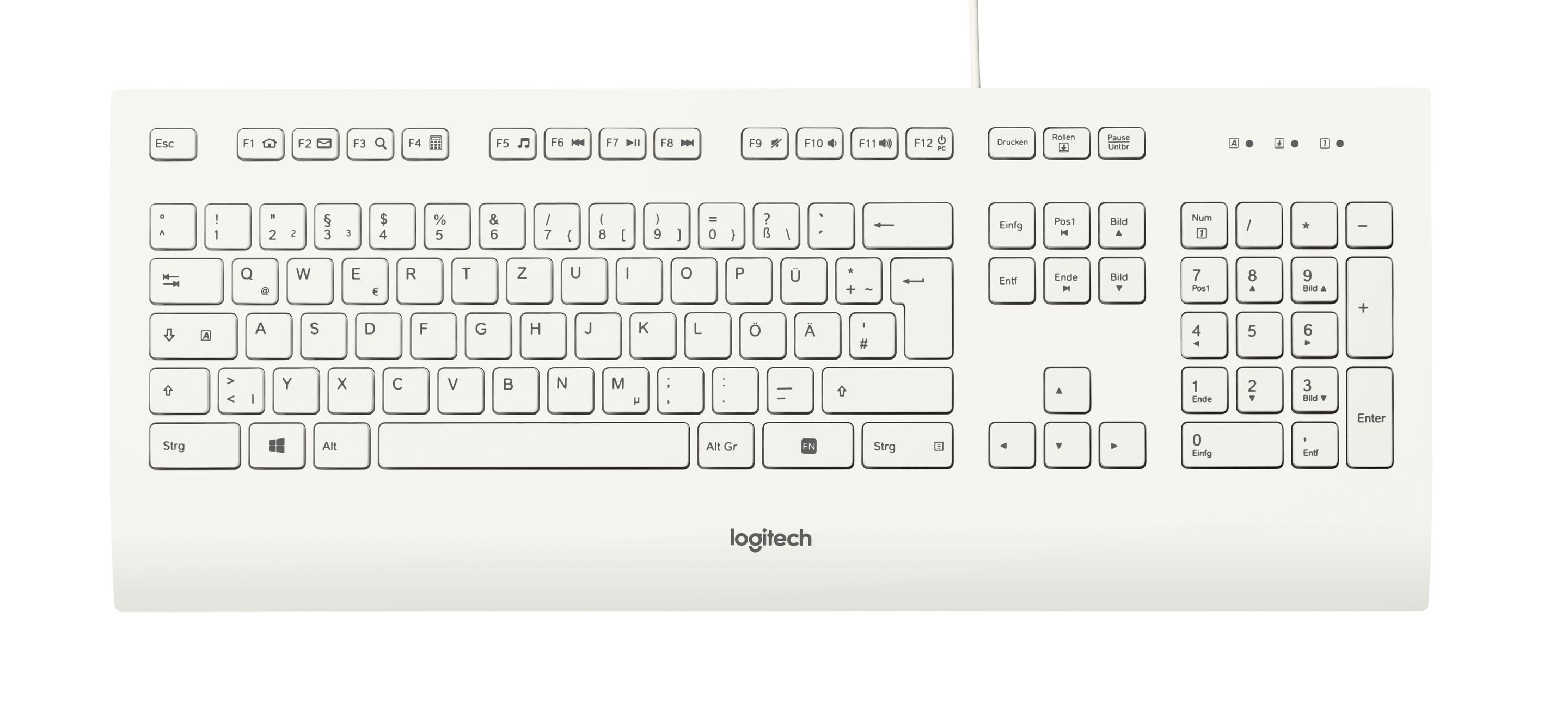 Teclado LOGITECH K280e (Alemão - Tamanho completo - USB - Branco)