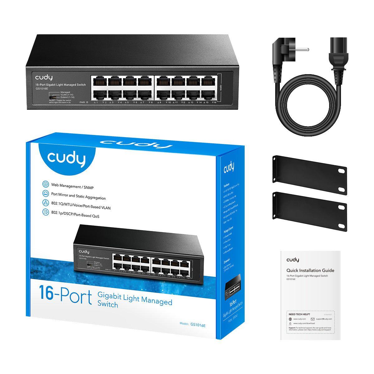 Switch Smart Managed CUDY GS1016E 1.0 (Gigabit Ethernet - 10/100/1000 Mbps - 0,5 MB - Preto) — miniatura 3