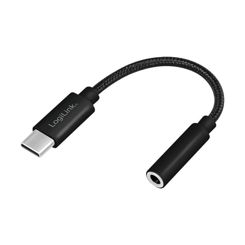 Cabo de Áudio LOGILINK UA0398 (0,13 m - TRRS de 3,5 mm - USB Type-C - Preto)