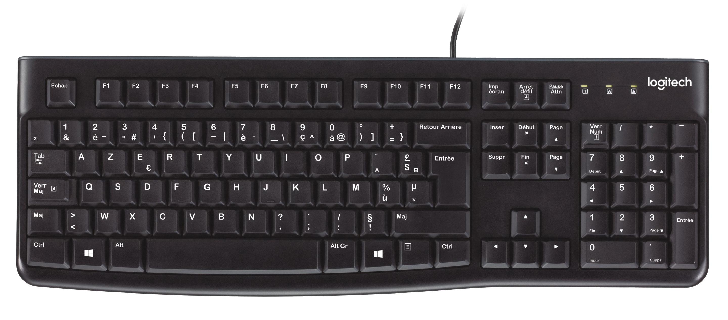 Teclado LOGITECH K120 for Business (Francês - Tamanho completo - USB - Preto)