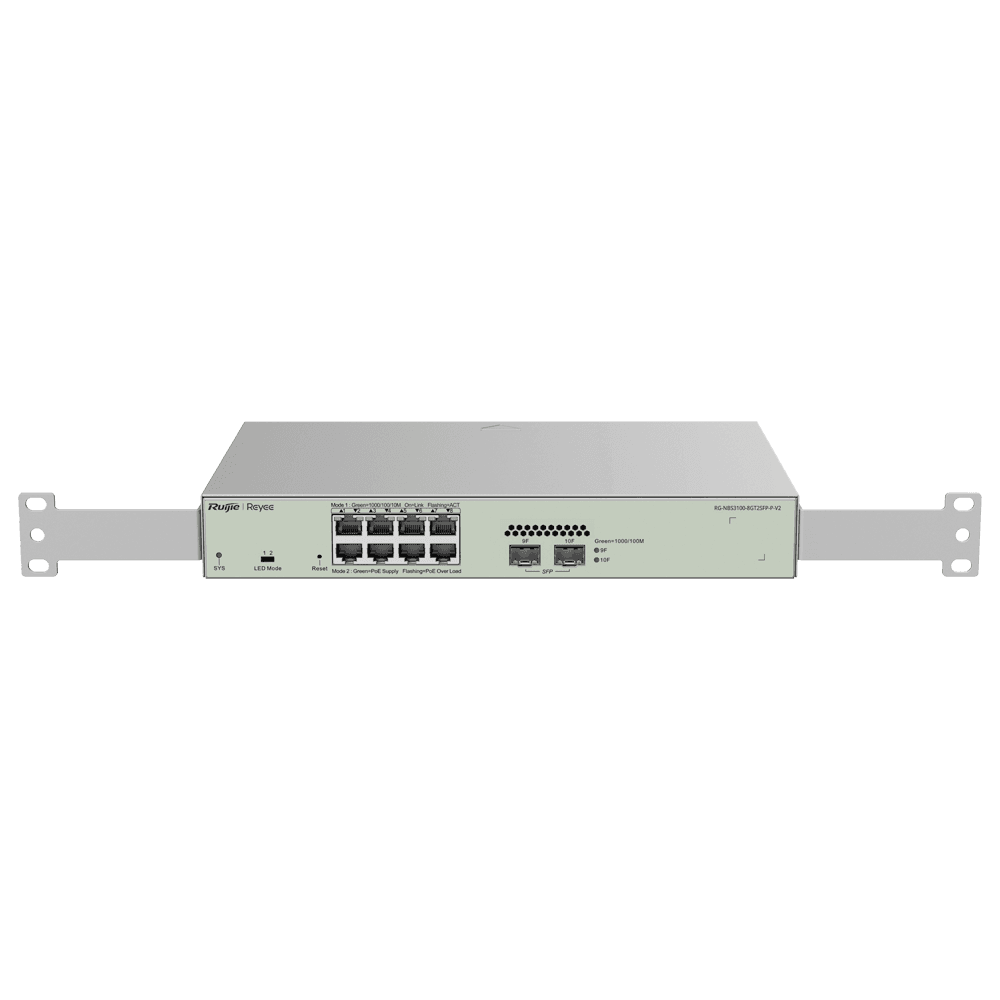 Switch Gerido L2 REYEE RG-NBS3100-8GT2SFP-P-V2 (10/100/1000Base-T - Switch gerido de Camada 2 - Prateado)