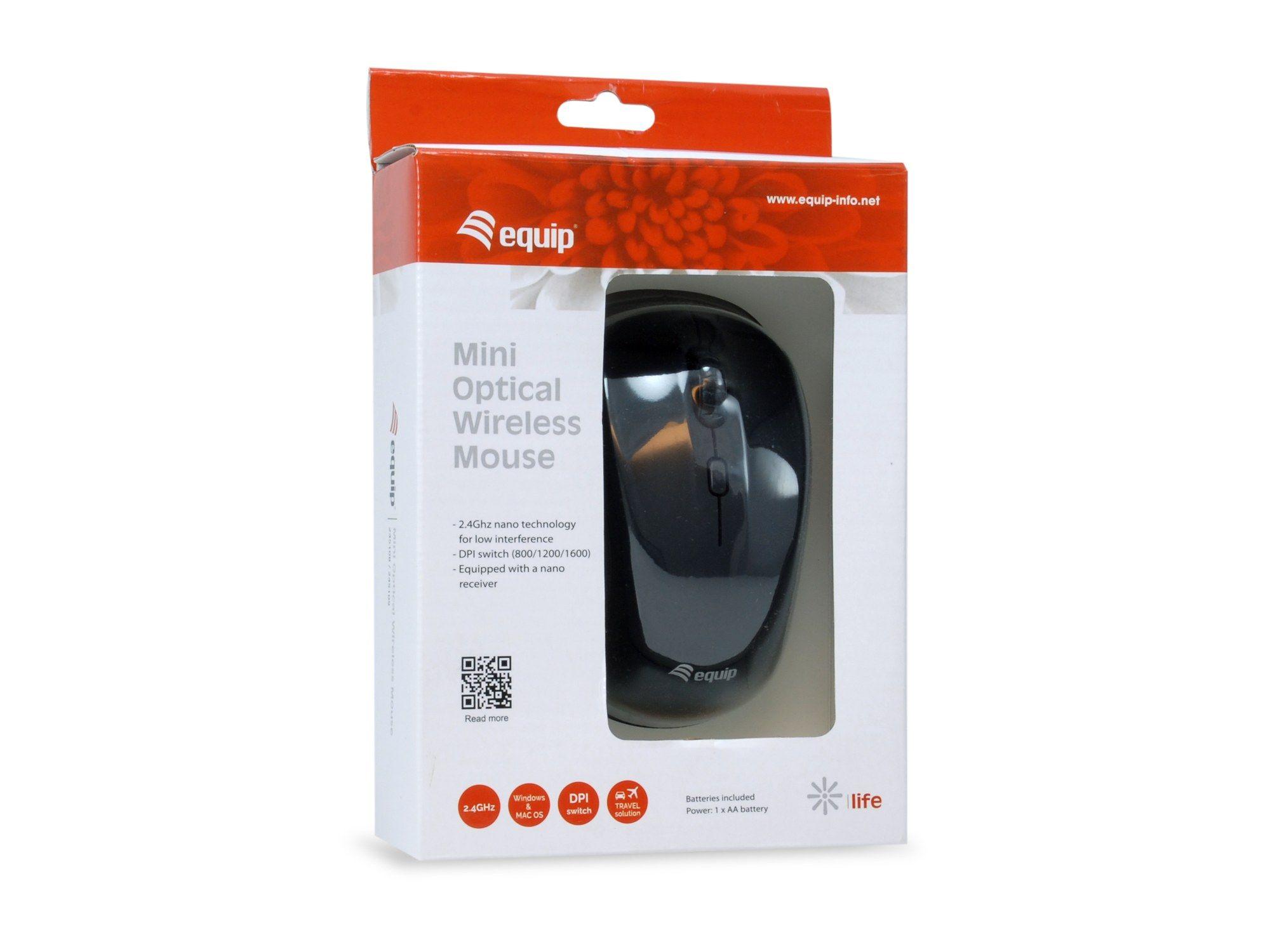 Rato EQUIP Mini Wireless 245108 (Ambidestro - 1600 DPI - Ótico - Preto) — miniatura 3