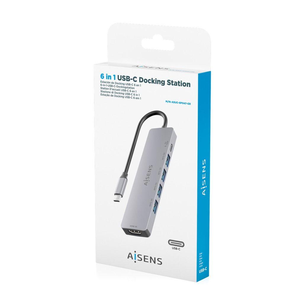 Dock USB-C AISENS ASUC-6P047-GR (0,15 m - Cinzento), miniatura 7