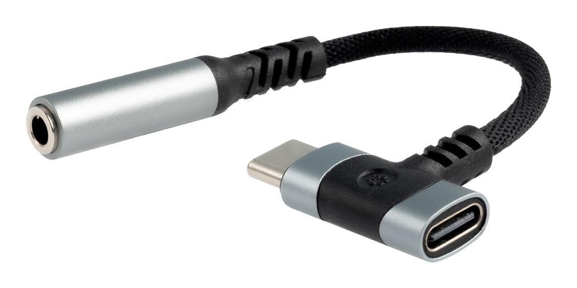 Adaptador de Áudio NANO CABLE 10.24.1207 (0,1 m - USB-C + USB-C - 3,5 mm - Preto)
