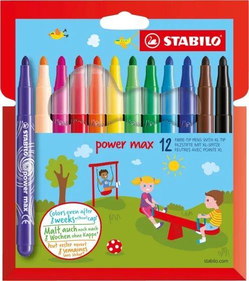 Conjunto de 12 Marcadores STABILO Power Max (6 anos - Multicor)
