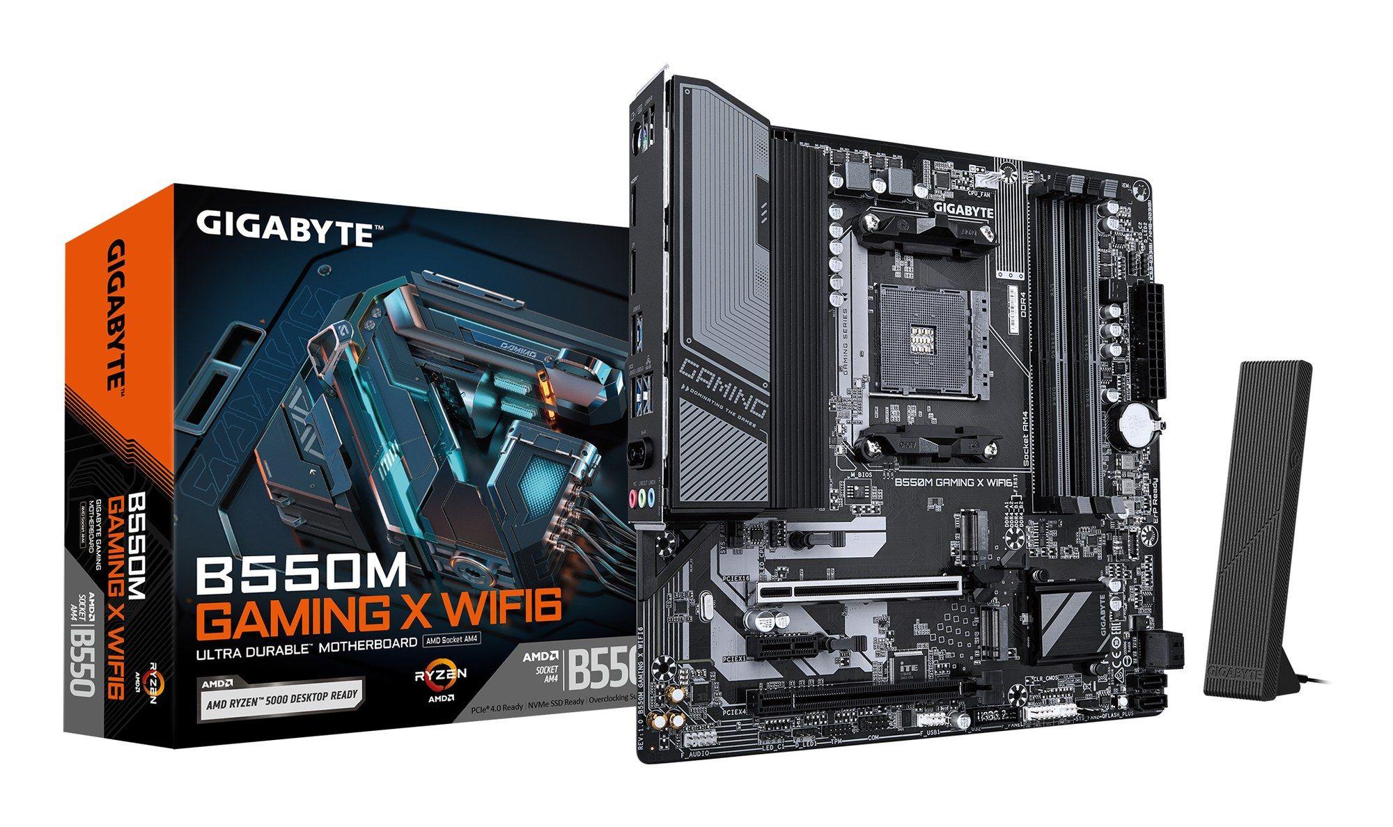 Motherboard GIGABYTE B550M GAMING X WIFI6 (AM4 - Micro ATX - Duplo canal - Castanho escuro)