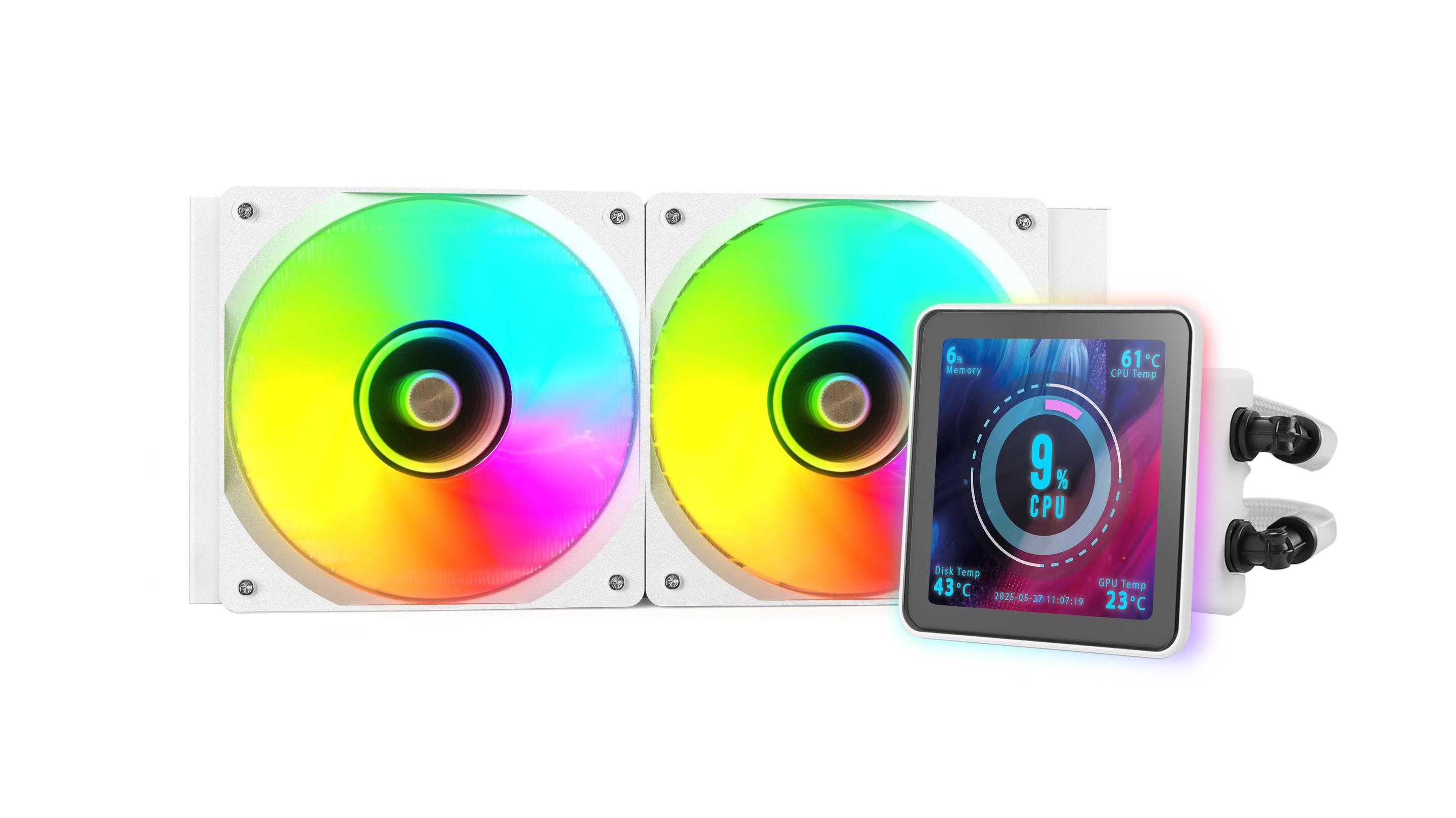 Sistema de Arrefecimento Líquido MARS GAMING MLVISIONPRO240 (120 mm - 2 ventoinhas - 2300 RPM - Branco) — miniatura 2