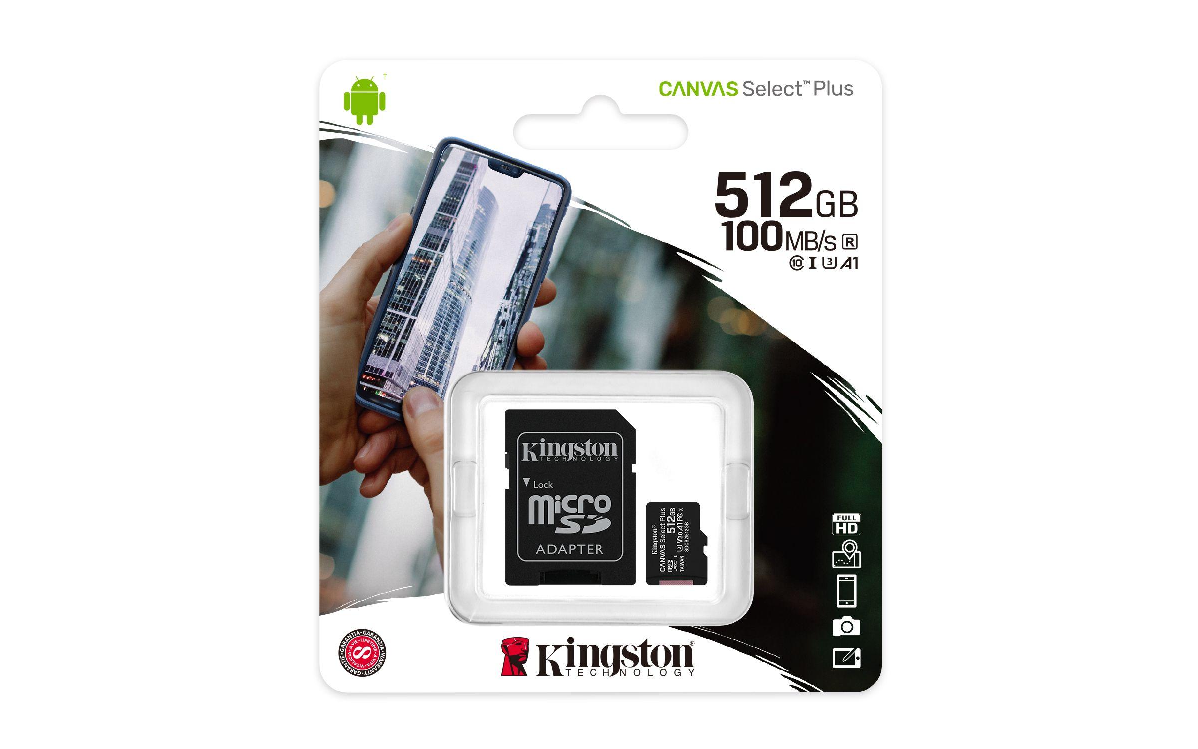 Cartão de Memória microSD KINGSTON Canvas Select Plus SDCS2/512GB (512GB - Classe 10 - 100 MB/s - Preto) — miniatura 5