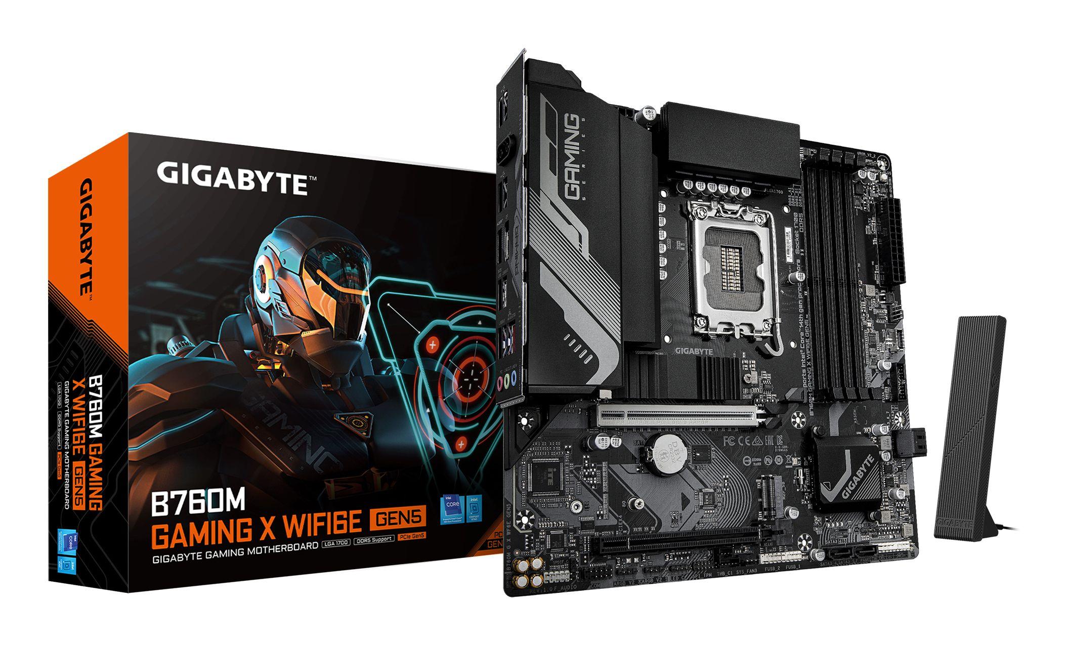 Motherboard GIGABYTE B760M GAMING X WIFI6E GEN5 (LGA 1700 - micro ATX - Duplo canal - Castanho escuro)