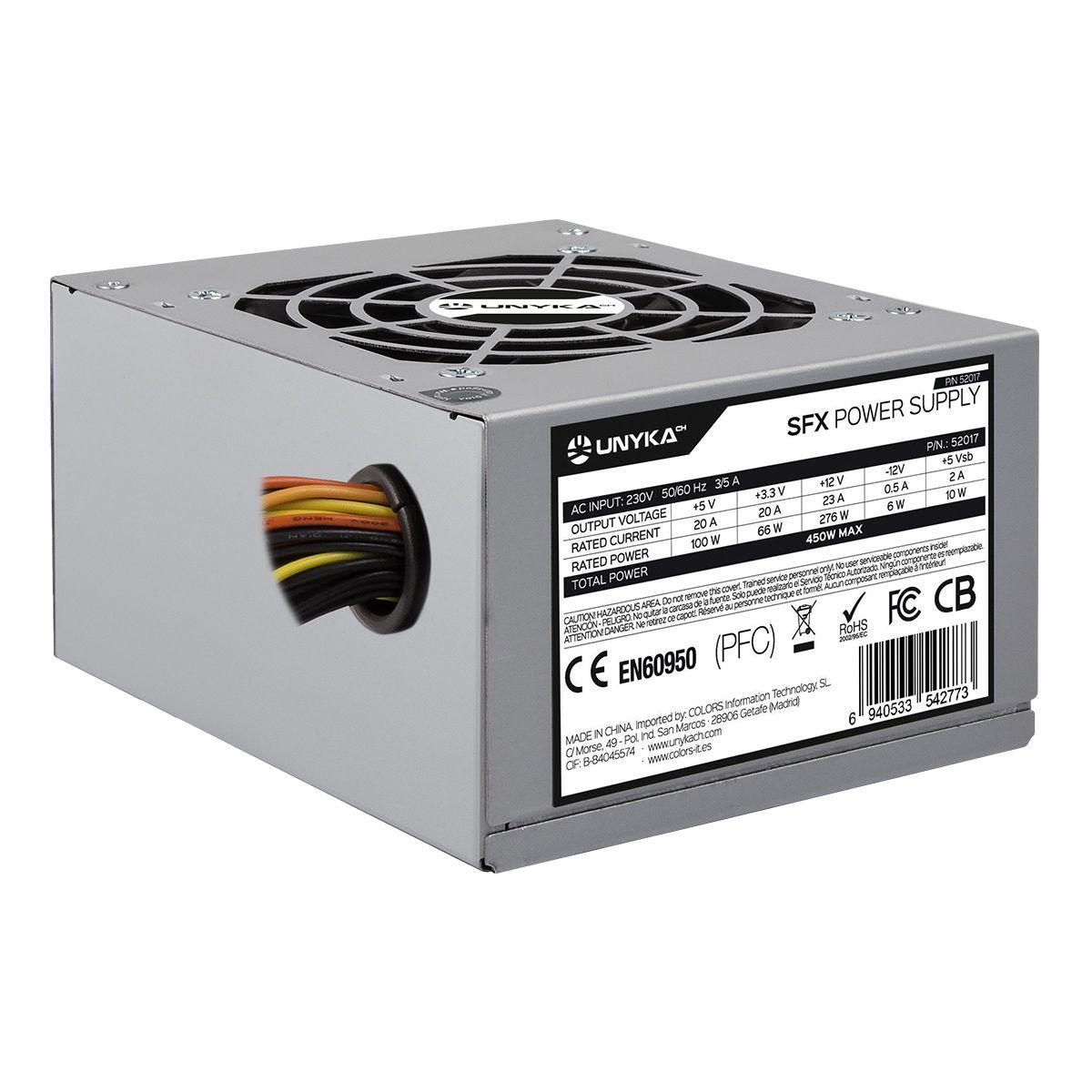 Fonte de Alimentação UNYKACH 52017 (SFX - 450 W - Não modular - Prateado), miniatura 4
