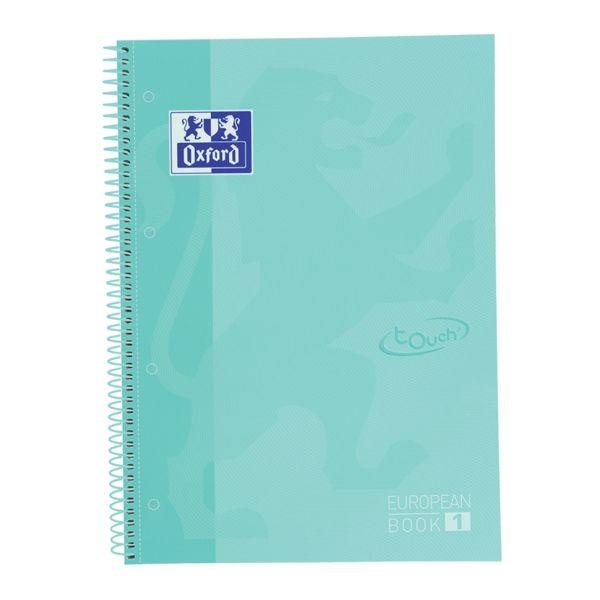 Caderno Espiral OXFORD School Touch Europeanbook 1 (Extradura, acabamento mate - Turquesa)