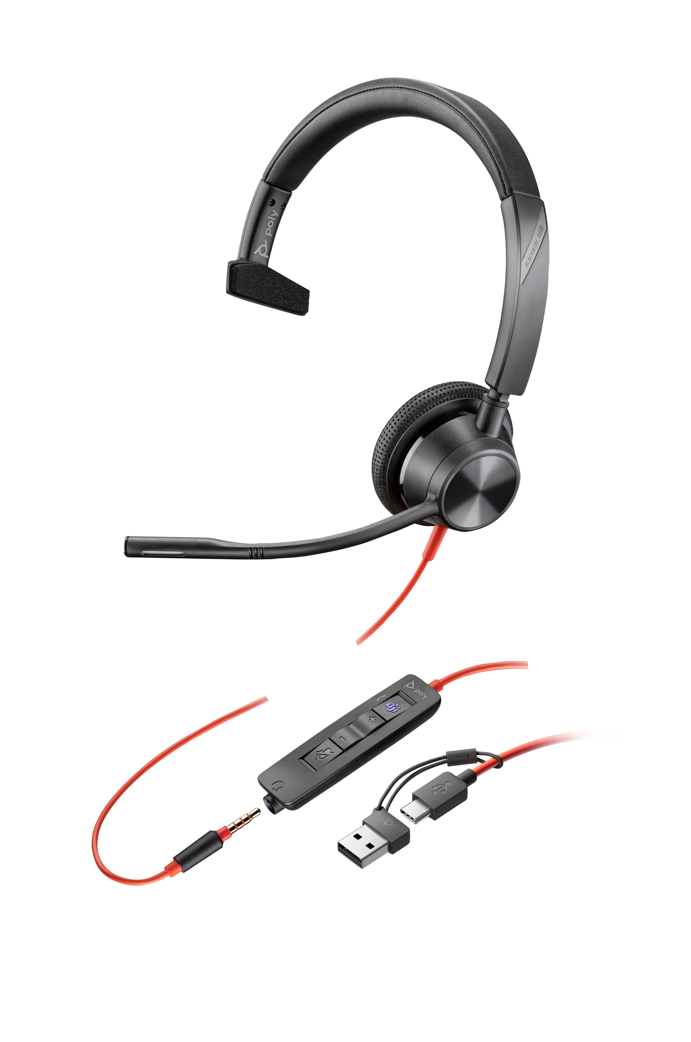 Headset HP POLY Blackwire 3315 (Monofónico - Com fios - Supra-aural - Preto) — miniatura 5