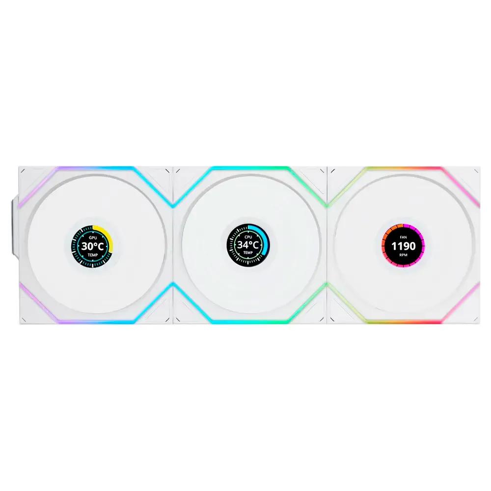 Pack de 3 Ventoinhas LIAN LI UNI FAN TL120 LCD Wireless (Poliéster termoplástico - Branco) — miniatura 2