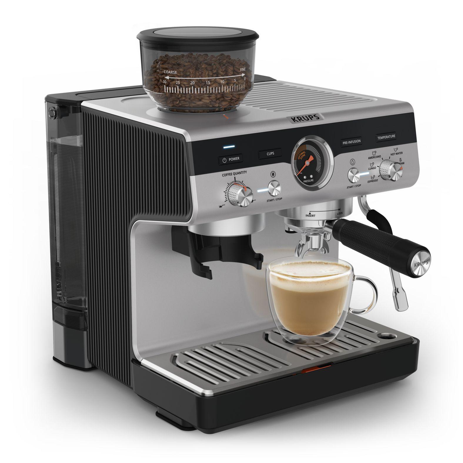 Máquina de Café Expresso Semiautomática KRUPS Precision XP801T10 (Café moído - 3 l - Botões, rotativo - Preto e Aço Inoxidável), miniatura 3