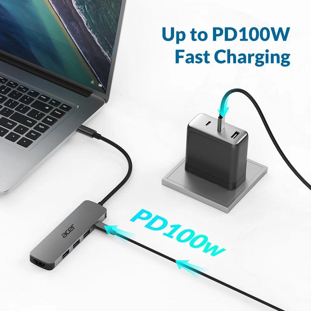 Hub USB-C 5 em 1 ACER ACER3802 (Windows, macOS e ChromeOS - Prateado), miniatura 5