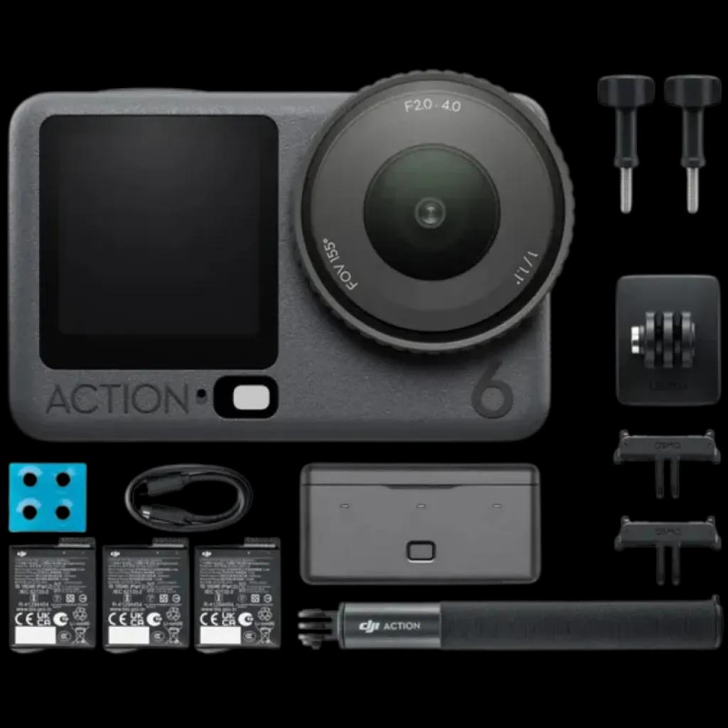 Câmara de Ação DJI Osmo Action 6 Adventure Combo (342 x 342 pixels - USB Type-C para USB Type-C - Preto)