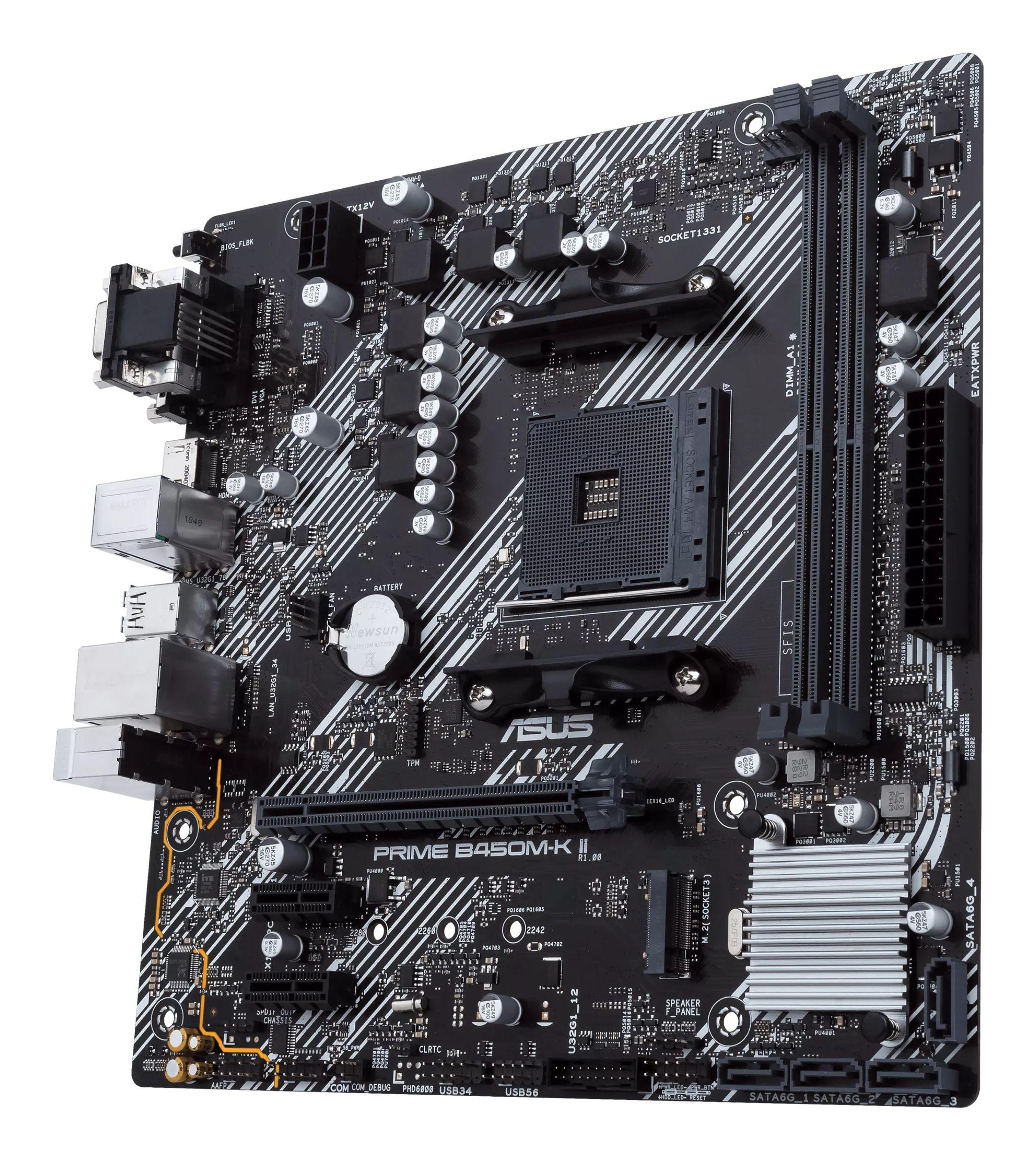 Motherboard ASUS PRIME B450M-K II (AM4 - micro ATX - DDR4-SDRAM - Preto e Cinzento), miniatura 5