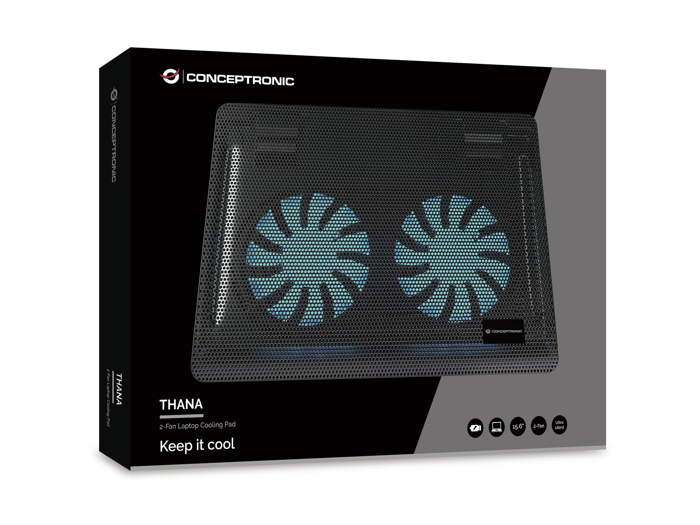 Base de Refrigeração para Portátil CONCEPTRONIC CNBCOOLPAD2F (15,6" - 39,6 cm - 1000 RPM - Preto) — miniatura 6