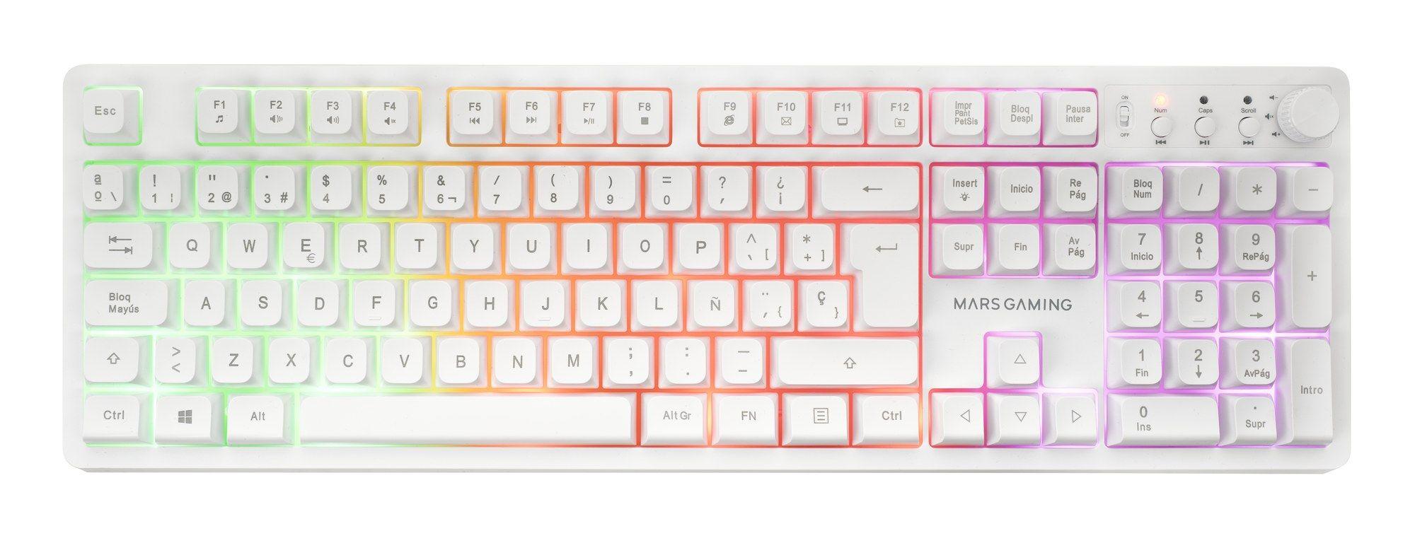 Conjunto Teclado, Rato e Tapete de Rato MARS GAMING MCPWXWES (Espanhol - Interruptor de membrana - Tamanho completo - Branco), miniatura 3