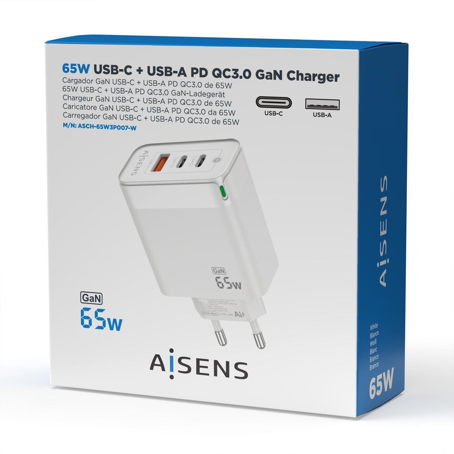 Carregador de Parede AISENS ASCH-65W3P007-W (65 W - Branco), miniatura 4