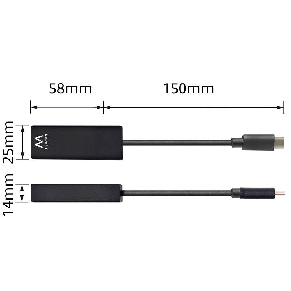 Adaptador de Rede EWENT EW9828 (Gigabit Ethernet - USB Type-C - 1000 Mbps - Preto) — miniatura 3