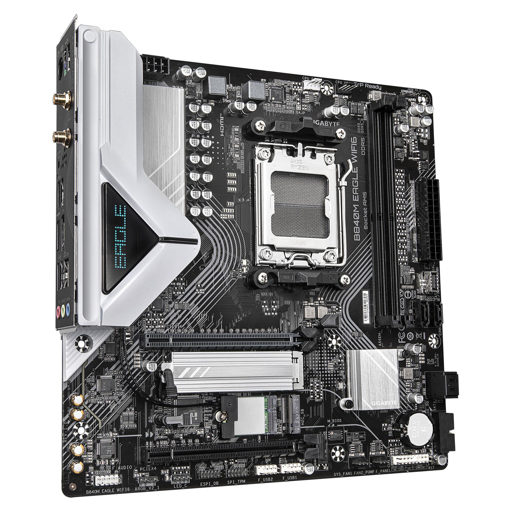 Motherboard GIGABYTE B840M EAGLE WiFi6 (AM5 - Micro ATX - Duplo canal - Castanho escuro), miniatura 3