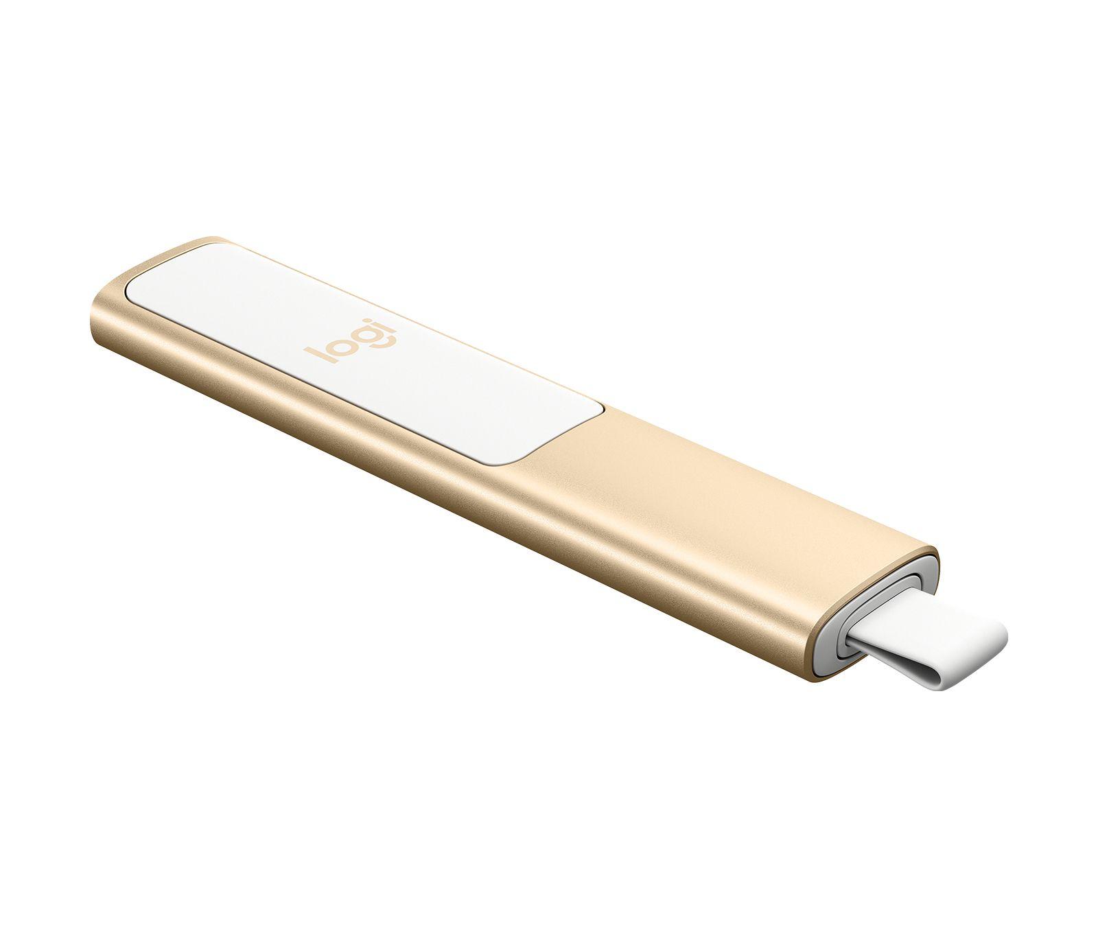 Apresentador LOGITECH Spotlight Plus (USB Type-A para USB Type-C - Bluetooth/RF - Dourado)