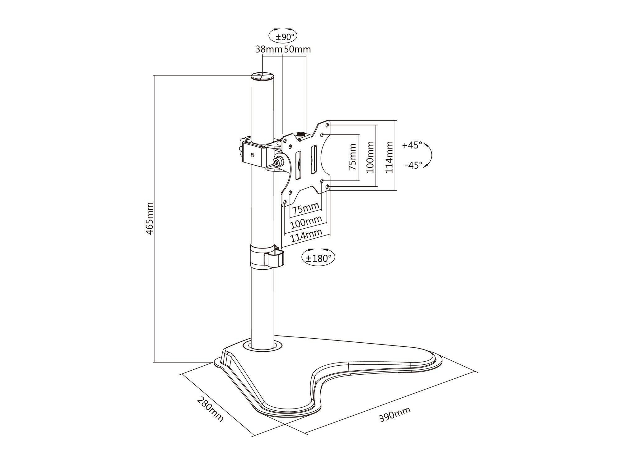 Suporte de Monitor de Chão EQUIP 650122 (13" a 32" - VESA 75 x 75 a 100 x 100 mm - Preto), miniatura 12