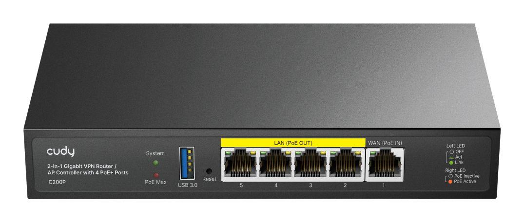 Router VPN CUDY C200P (10/100/1000 - 10, 100, 1000 Mbit/s - Preto)