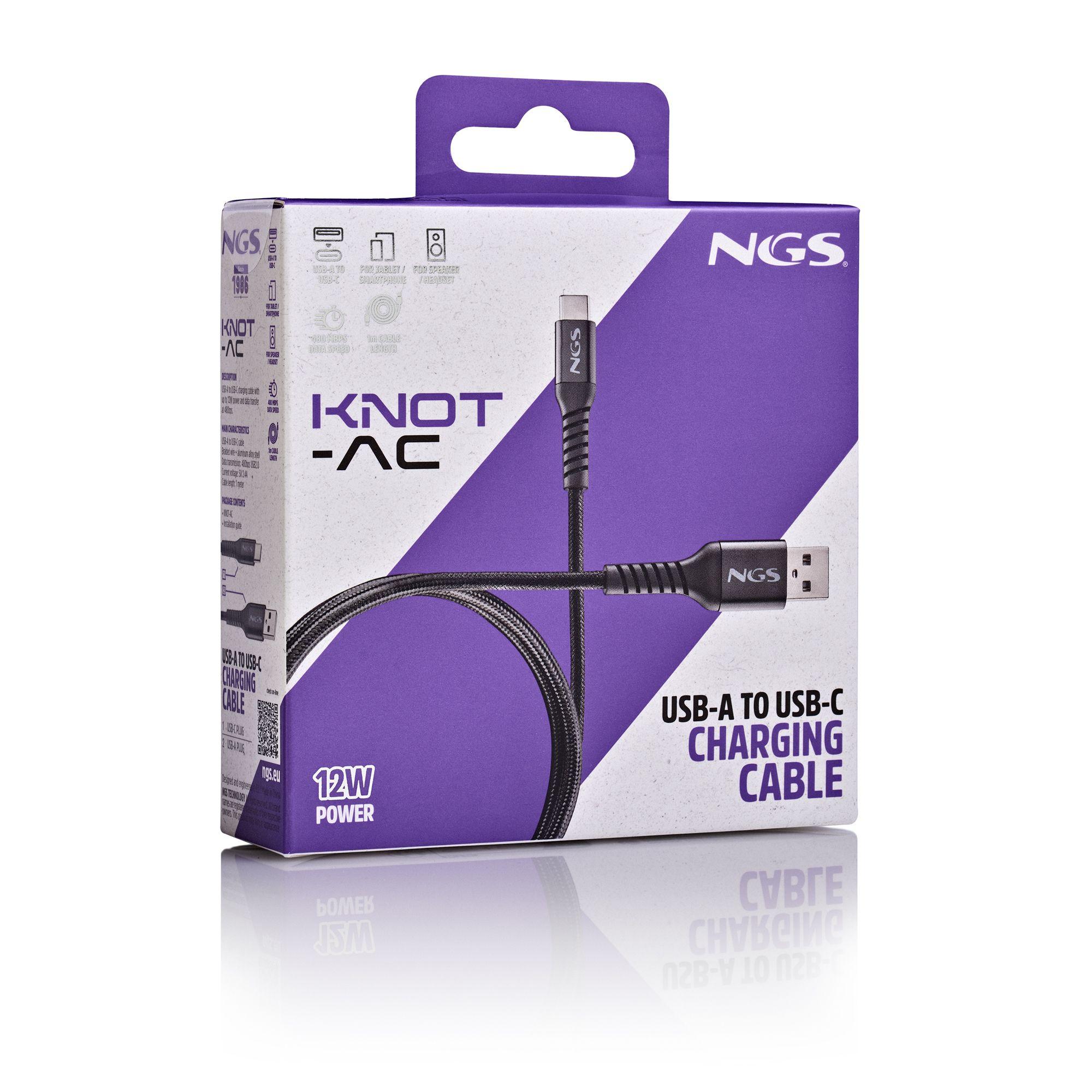 Cabo USB NGS KNOT-AC (1 m - USB C - USB A - Preto) — miniatura 4